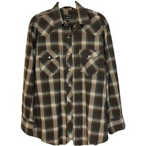 Roper Men's Western Shirt Brown Plaid Pearl Snaps